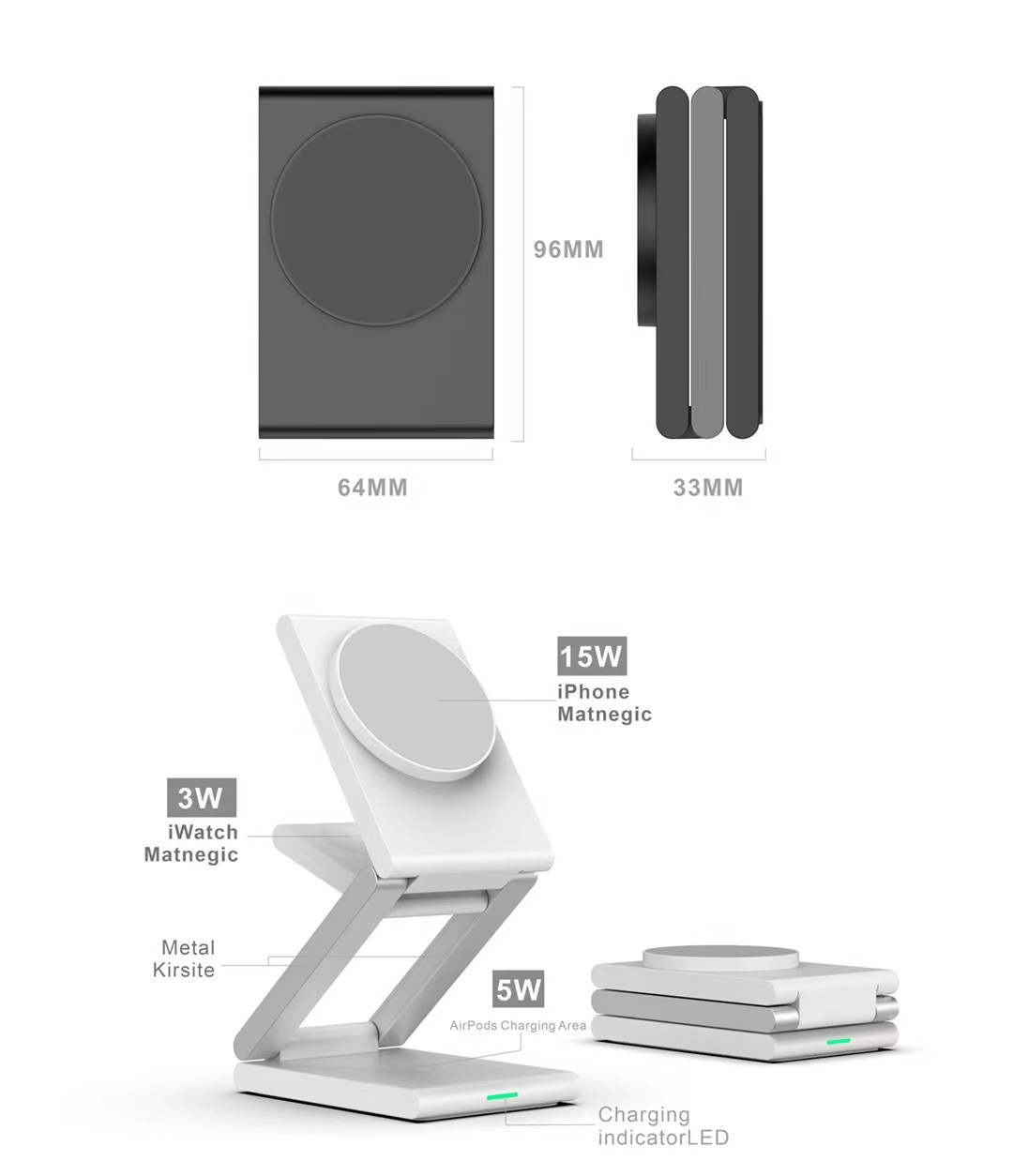 3-in-1 foldable Wireless Charging station